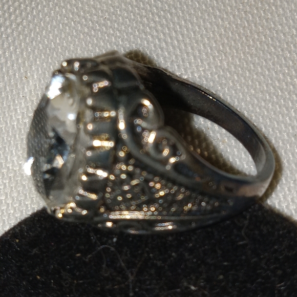 Get That Big Diamond look with this Silver Plated Clear Glass Stone Ring - Picture 6 of 7